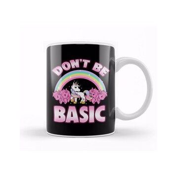 Baskı Dükkanı Cute & Funny Don't Be Basic Unicorn Rainbow Kupa Bardak