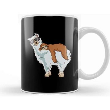 Baskı Dükkanı Cute Funny Sloth Riding Llama Kupa