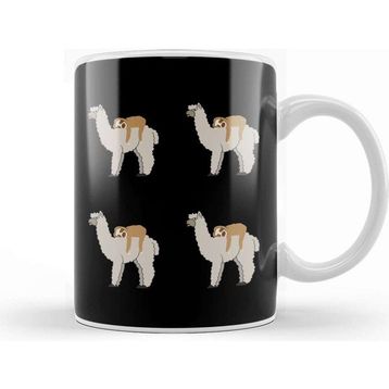 Baskı Dükkanı Cute Sloth Sleeping On Llama Pattern Kupa