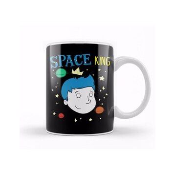 Baskı Dükkanı Cute Space King Exploring Outerspace Astronaut Kupa Bardak