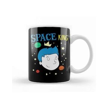 Baskı Dükkanı Cute Space King Exploring Outerspace Astronaut Kupa Bardak