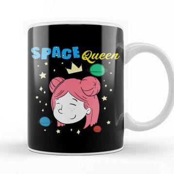 Baskı Dükkanı Cute Space Queen Exploring Outer Space Astronaut Kupa Bardak
