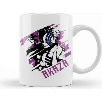 Baskı Dükkanı Demon Akaza Kimetsu No Yaiba Beyaz Porselen Kupa Bardak