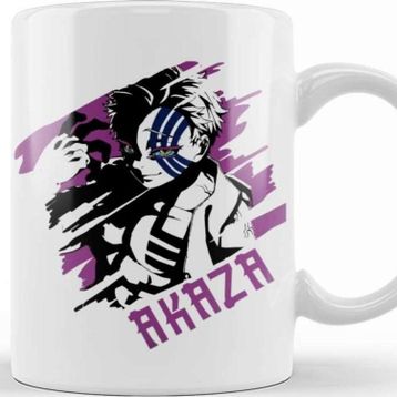 Baskı Dükkanı Demon Akaza Kimetsu No Yaiba Beyaz Porselen Kupa Bardak