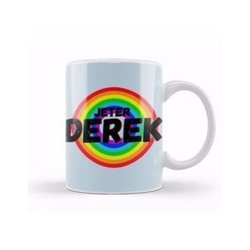 Baskı Dükkanı Derek Jeter Carton Art Baseball Gifts Vintage Retro For Boys And Dad Beyaz Porselen Kupa Bardak
