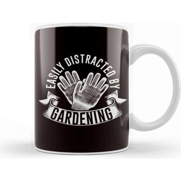 Baskı Dükkanı Distracted By Gardening Gardener Garden Plants Flowers Lawn Beyaz Porselen Kupa Bardak