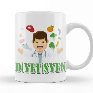 Baskı Dükkanı Diyetisyen Beyaz Porselen Kupa Bardak