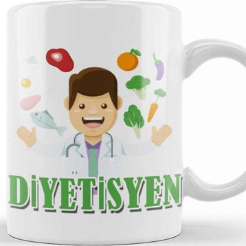 Baskı Dükkanı Diyetisyen Beyaz Porselen Kupa Bardak