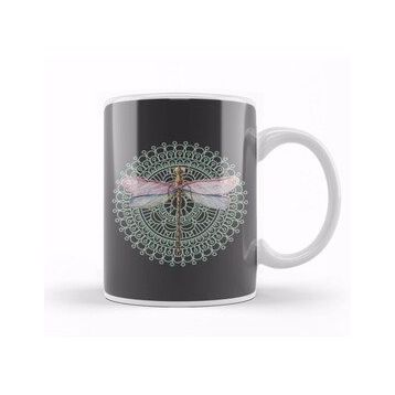 Baskı Dükkanı Dragonfly On Mandala Kupa