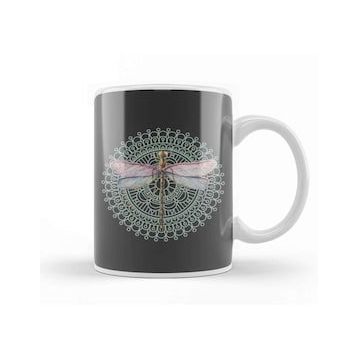 Baskı Dükkanı Dragonfly On Mandala Kupa