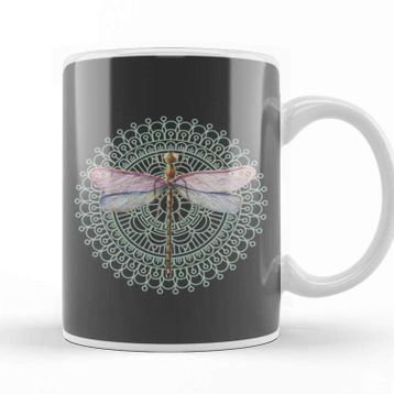 Baskı Dükkanı Dragonfly On Mandala Kupa