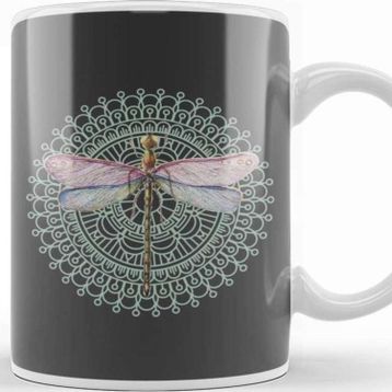 Baskı Dükkanı Dragonfly On Mandala Kupa