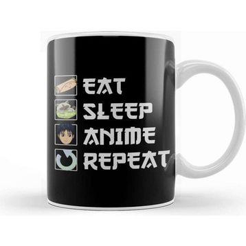 Baskı Dükkanı Eat Sleep Anime Repeat Kupa Bardak