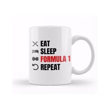 Baskı Dükkanı Eat Sleep Formula 1 Repeat Red Kupa Bardak