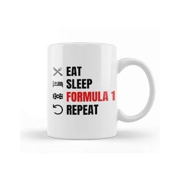 Baskı Dükkanı Eat Sleep Formula 1 Repeat Red Kupa Bardak