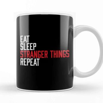 Baskı Dükkanı Eat Sleep Stranger Things Repeat Kupa Bardak