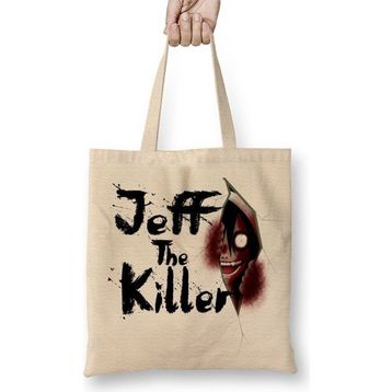 Baskı Dükkanı Estampa Jeff The Killer Bez Uzun Saplı Krem Rengi Çanta