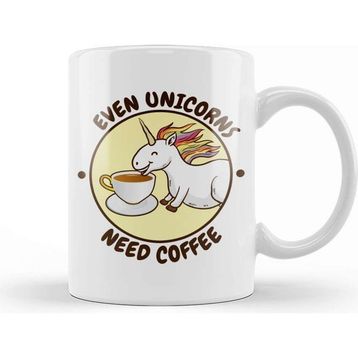 Baskı Dükkanı Even Unicorns Need Coffee Kupa