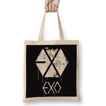 Baskı Dükkanı Exo Grunge Spraypaınt Bez Uzun Saplı Krem Rengi Çanta