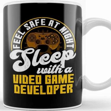 Baskı Dükkanı Feel Safe At Night Sleep With Video Game Developer Kupa Bardak