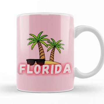 Baskı Dükkanı Florida Vintage Retro Rainbow Kupa