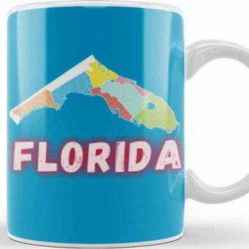 Baskı Dükkanı Florida Vintage Retro Rainbow Kupa