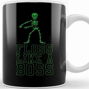 Baskı Dükkanı Flossing Floss Like A Boss Skeleton Kupa