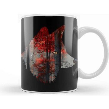Baskı Dükkanı Fox Voids And Red Forest Double Exposure Kupa