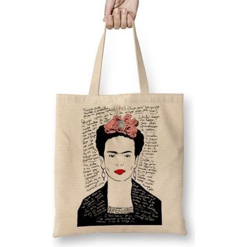 Baskı Dükkanı Frida Kahlo Kırmızı Bez Kadın Günlük Çanta