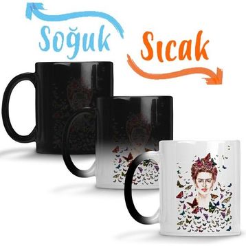 Baskı Dükkanı Frida Kahlo Kırmızı Sihirli Porselen Kupa