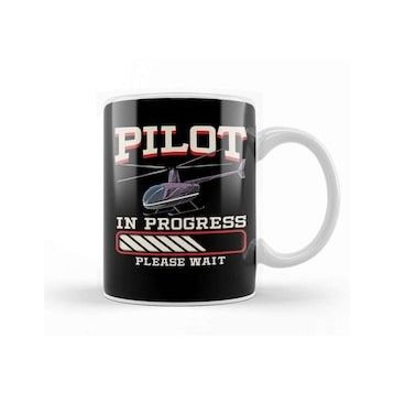 Baskı Dükkanı Funny Pilot In Progress Please Wait Helicopter Kupa Bardak