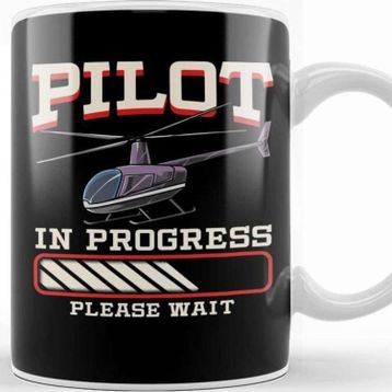 Baskı Dükkanı Funny Pilot In Progress Please Wait Helicopter Kupa Bardak