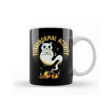 Baskı Dükkanı Funny Purranormal Activity Ghost Cat Halloween Kupa Bardak