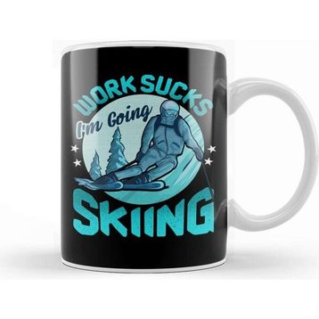 Baskı Dükkanı Funny Work Sucks, I'm Going Skiing Kupa Bardak