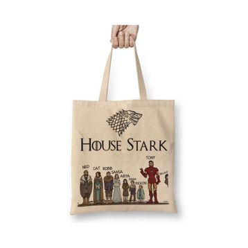 Baskı Dükkanı Game of Thrones House Stark and Tony Stark Bez Çanta