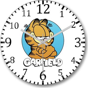 Baskı Dükkanı Garfield Bombeli Gerçek Cam Duvar Saati