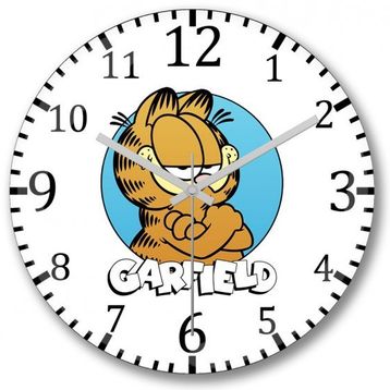 Baskı Dükkanı Garfield Bombeli Gerçek Cam Duvar Saati