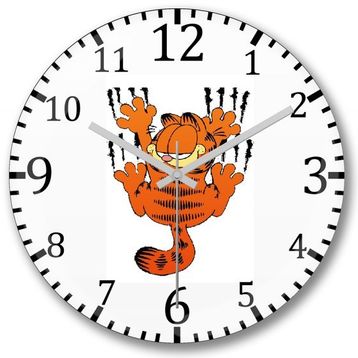 Baskı Dükkanı Garfield Bombeli Gerçek Cam Duvar Saati