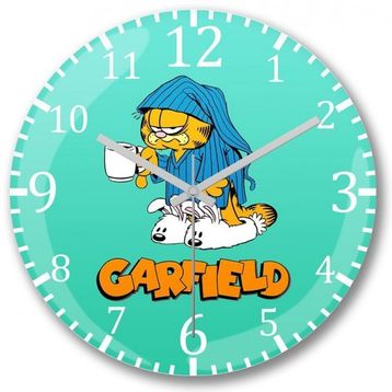 Baskı Dükkanı Garfield Bombeli Gerçek Cam Duvar Saati