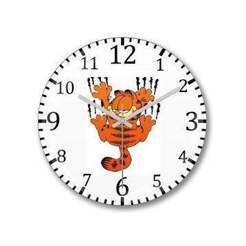 Baskı Dükkanı Garfield Bombeli Gerçek Cam Duvar Saati