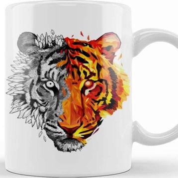 Baskı Dükkanı Geo Sketch Tiger Kupa