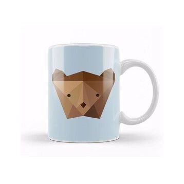 Baskı Dükkanı Geometric Animal Bear Head Kupa