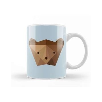 Baskı Dükkanı Geometric Animal Bear Head Kupa