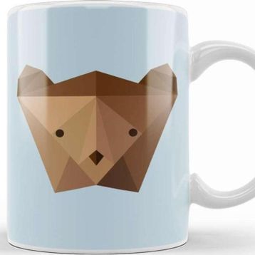 Baskı Dükkanı Geometric Animal Bear Head Kupa