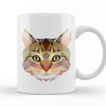 Baskı Dükkanı Geometric Animal Cat Kupa