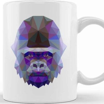 Baskı Dükkanı Geometric Animal Gorilla Kupa