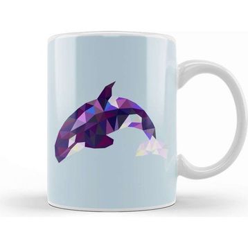 Baskı Dükkanı Geometric Animal Killer Whale Orca Kupa