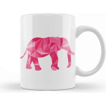 Baskı Dükkanı Geometric Animal Pink Elephant Kupa