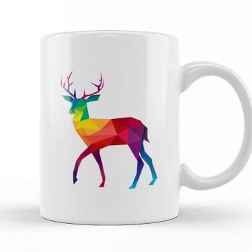 Baskı Dükkanı Geometric Animal Rainbow Deer Kupa
