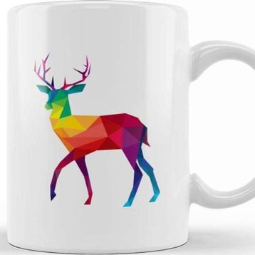 Baskı Dükkanı Geometric Animal Rainbow Deer Kupa